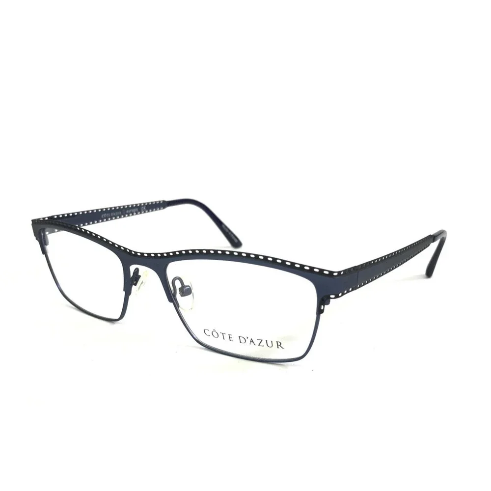 Cote D'azur Eyeglasses Frames CDA-257 C3 Navy Blue Rectangle Full Rim 53-17-137